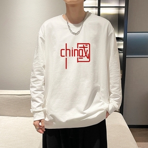 6001*P35卫衣男士潮ins港风长袖T恤宽松圆领纯棉上衣秋冬季外套图片