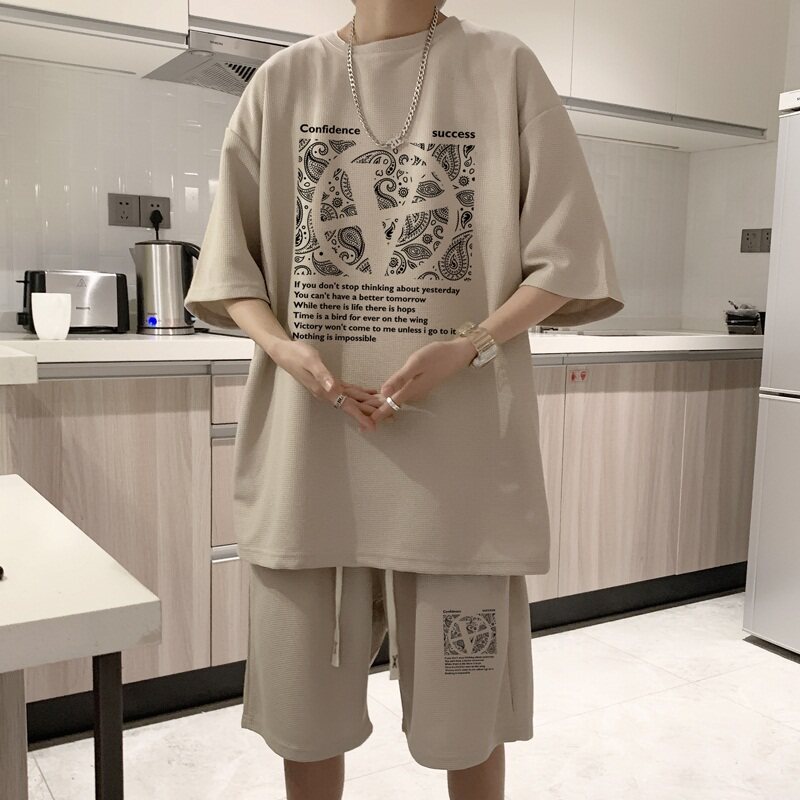 ZT31*P48 潮短袖短裤套装男夏季潮牌两件套t恤一套搭配帅气衣服图片