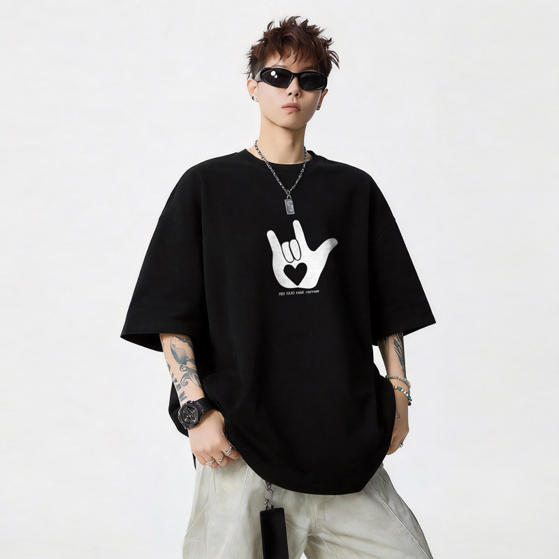 TU06*P20重磅情侣短袖t恤男女夏季潮流痞帅体恤宽松百搭半袖上衣，男装T恤，星座414A-2（原B215-2）