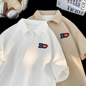 TL36*P35 华夫格宽松翻领polo衫短袖男士T恤夏季新款潮流痞帅半袖图片
