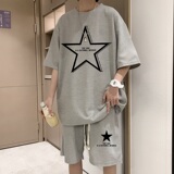 ZT12*P48美式华夫格套装男夏季T恤短袖ins港风情侣装运动两件套，男装休闲套装，星座414A-2（原B215-2）