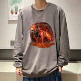 6117*P35美式纯棉宽松圆领卫衣男生春秋款百搭上衣高街秋季外套潮，男装卫衣，星座414A-2（原B215-2）