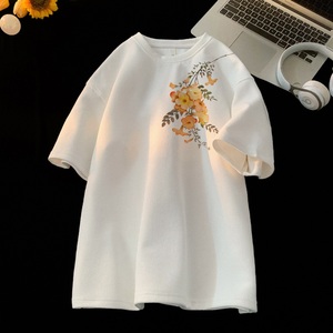 TC66*P25 华夫格t恤男女夏季短袖宽松大码体恤新中式潮半袖衣服图片