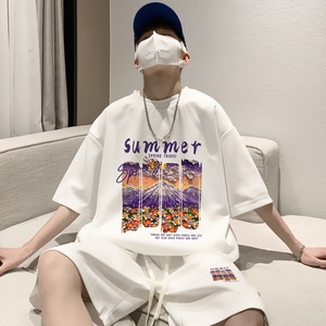 ZT34*P48潮短袖短裤套装男夏季情侣两件套t恤一套搭配帅气衣服