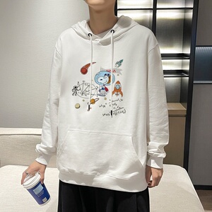 7005*P45港风ins秋季连帽卫衣男纯棉宽松上衣服潮牌百搭休闲外套