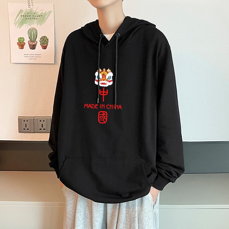 7003*P45 潮ins连帽卫衣男秋冬季打底内搭长袖上衣宽松男生外套图片