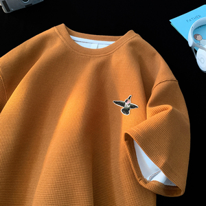 TC89*P25 华夫格美式痞帅t恤男夏季新款短袖宽松重磅潮牌情侣上衣,男装T恤,星座414A-2（原B215-2）