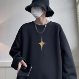 W606*P28加绒38华夫格长袖t恤男女秋季潮牌宽松美式高街圆领卫衣，男装卫衣，星座414A-2（原B215-2）