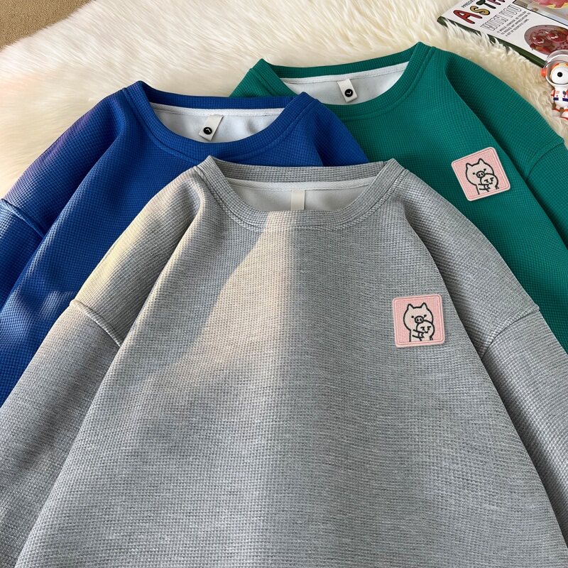 W1018*P28美式vintag卫衣男女秋季宽松华夫格百搭上衣潮牌ins外套,男装卫衣,星座414A-2（原B215-2）