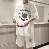 ZT25*P48短袖短裤套装男夏季潮牌宽松两件套t恤帅气一套搭配衣服，男装休闲套装，星座414A-2（原B215-2）