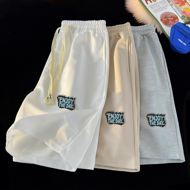 TK08*P25华夫格痞帅运动短裤男夏季美式高街休闲裤潮牌宽松五分裤,男装休闲裤,星座414A-2（原B215-2）