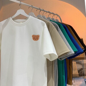 TC29*P22 华夫格男女t恤夏季短袖宽松大码体恤风潮牌半袖上衣服图片