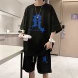 ZT13*P48夏季短袖t恤男士休闲套装ins潮流帅气一套搭配短裤两件套，男装T恤，星座414A-2（原B215-2）