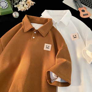 TL29*P35 华夫格重磅翻领polo衫短袖t恤男士夏季新款潮牌痞帅半袖,男装T恤,星座414A-2（原B215-2）