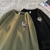 JQ03*P38美式vintag卫衣男春秋季宽松麂皮绒刺绣上衣潮牌ins外套，男装卫衣，星座414A-2（原B215-2）