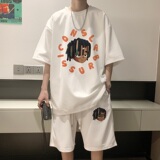 ZT03*P48华夫格套装男夏季潮牌短袖ins高街港风情侣装运动两件套，男装休闲套装，星座414A-2（原B215-2）