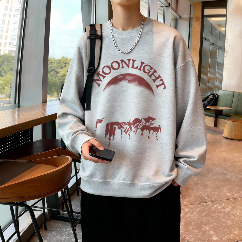 6610*P28美式重磅华棉卫衣男春季新款百搭圆领打底衫宽松休闲外套,男装T恤,星座414A-2（原B215-2）