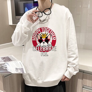 6115*P35美式高街纯棉圆领卫衣男生春秋款百搭上衣秋季学生外套潮图片