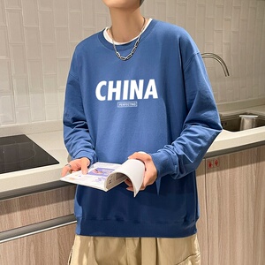 6008*P35 春秋款卫衣男潮ins港风宽松无帽上衣潮牌纯棉休闲外套图片