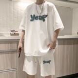 ZT14*P48夏季短袖t恤男女套装ins潮流帅气一套搭配短裤情侣两件套，男装T恤，星座414A-2（原B215-2）