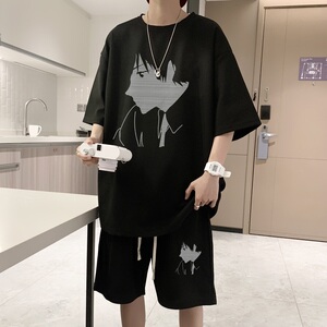 ZT26*P48 短袖短裤套装男夏季潮牌情侣两件套t恤一套搭配帅气衣服图片
