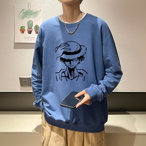 6102*P35潮牌海贼王联名圆领卫衣男秋季新款港风ins宽松百搭外套