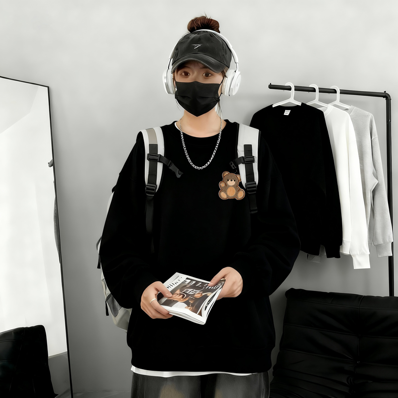 6608*P28美式重磅华棉卫衣春季新款毛巾绣圆领打底衫宽松休闲外套，男装T恤，星座414A-2（原B215-2）