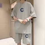 ZT10*P48潮华夫格套装男夏季潮牌短袖ins港风情侣装运动两件套，男装休闲套装，星座414A-2（原B215-2）