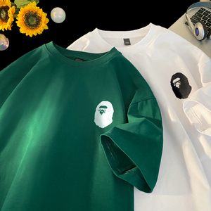 704*P25重磅纯棉t恤短袖男夏季新款宽松潮牌美式小众痞帅半袖上衣图片