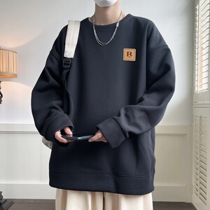 W657*P28美式vintag卫衣男女秋季宽松华夫格贴标上衣潮牌ins外套