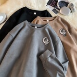 JQ03*P38美式vintag卫衣男春秋季宽松麂皮绒圆领上衣潮牌ins外套，男装卫衣，星座414A-2（原B215-2）