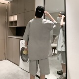 ZT02*P48华夫格套装男夏季笑脸短袖ins高街港风青少年运动两件套，男装休闲套装，星座414A-2（原B215-2）