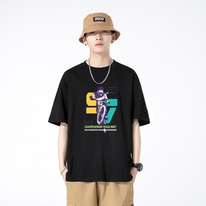 T148*P20短袖T恤男夏季新款宽松百搭上衣服日系半袖体恤潮牌衣服