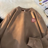 JQ04*P38美式vintag卫衣男女秋季宽松麂皮绒圆领上衣潮牌ins外套，男装卫衣，星座414A-2（原B215-2）