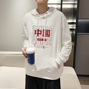 7008*P45潮ins连帽卫衣男纯棉秋季宽松百搭休闲外套港风连帽衫