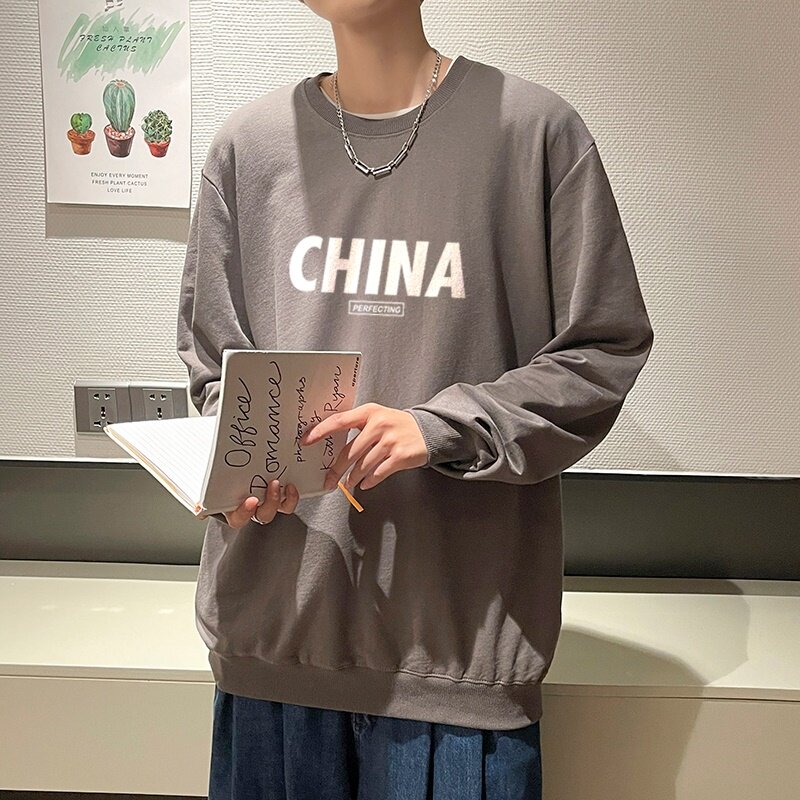 6008*P35春秋款卫衣男潮ins港风宽松圆领上衣潮牌纯棉休闲外套,男装卫衣,星座414A-2（原B215-2）