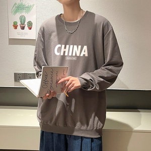 6008*P35 春秋款卫衣男潮ins港风宽松圆领上衣潮牌纯棉休闲外套图片
