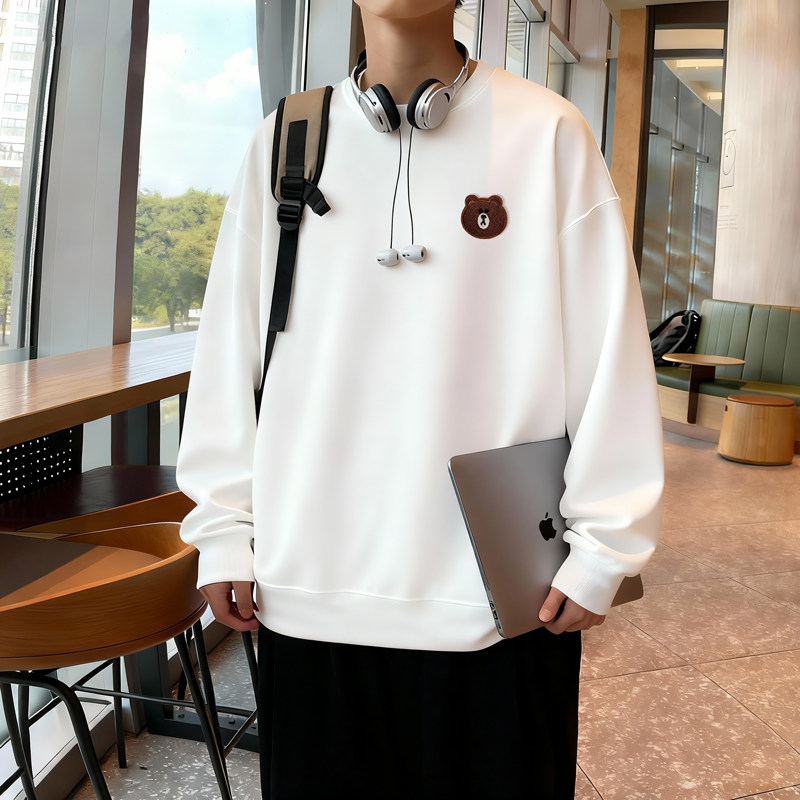 6614*P28美式重磅华棉卫衣男春季新款刺绣圆领打底衫宽松休闲外套,男装T恤,星座414A-2（原B215-2）