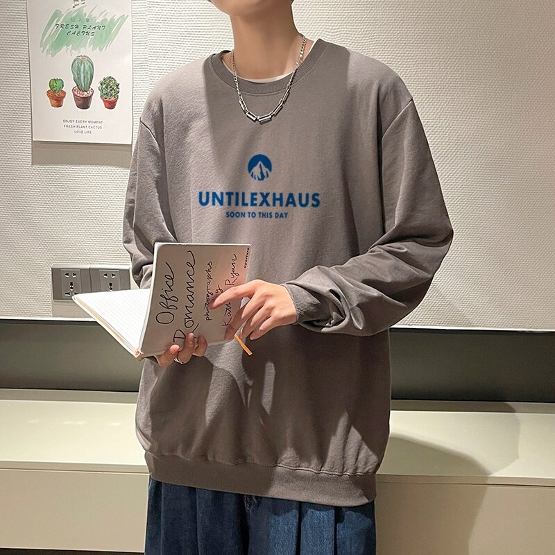 6004*P35秋季新款男装纯棉圆领卫衣男潮流宽松百搭长袖T恤薄外套,男装卫衣,星座414A-2（原B215-2）