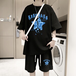 ZT28*P48 短袖短裤套装男夏季潮牌学生两件套t恤一套搭配帅气衣服图片