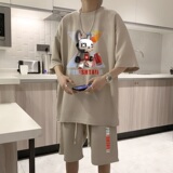 ZT24*P48短袖短裤套装男夏季潮牌宽松两件套t恤一套搭配帅气男装，男装休闲套装，星座414A-2（原B215-2）