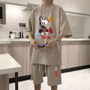 ZT24*P48 短袖短裤套装男夏季潮牌宽松两件套t恤一套搭配帅气男装图片