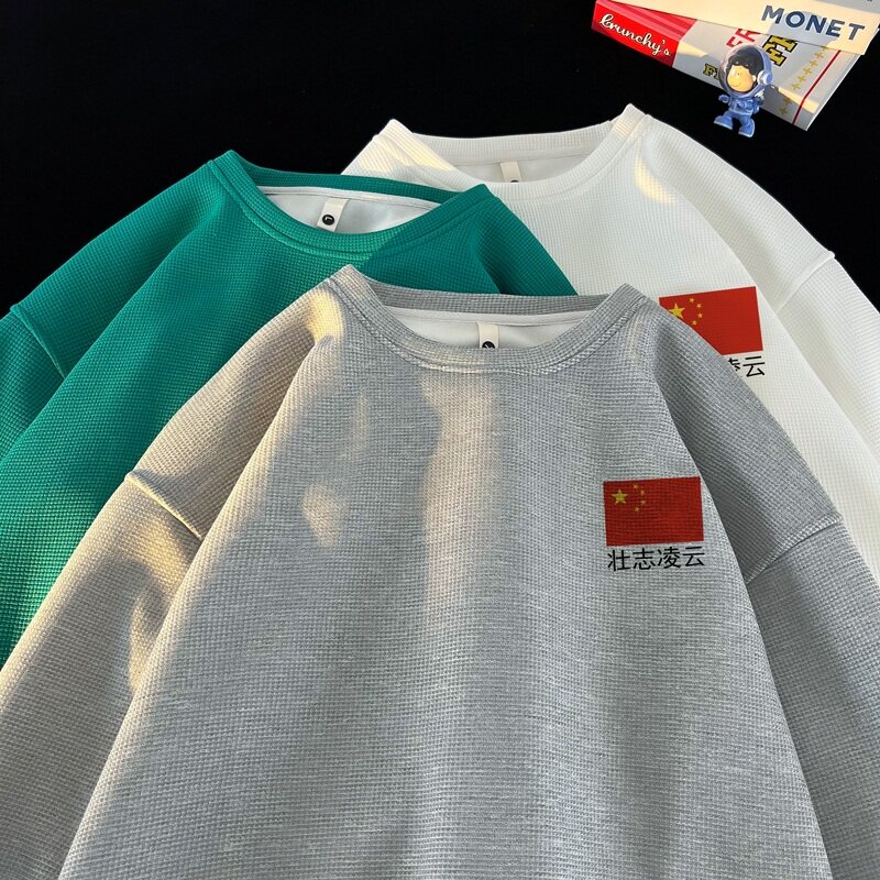 W1035*P28潮vintag卫衣男春秋季宽松华夫格潮流上衣潮牌ins外套图片