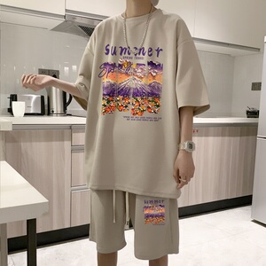 ZT34*P48 潮短袖短裤套装男夏季潮流两件套t恤一套搭配帅气衣服图片