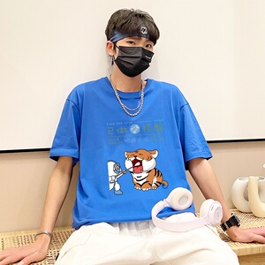 T144*P20潮ins卡通印花短袖T恤男夏季潮流打底上衣宽松圆领半袖图片