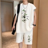 ZB02*P48华夫格短袖t恤男夏季休闲运动套装男潮牌五分短裤两件套，男装休闲套装，星座414A-2（原B215-2）