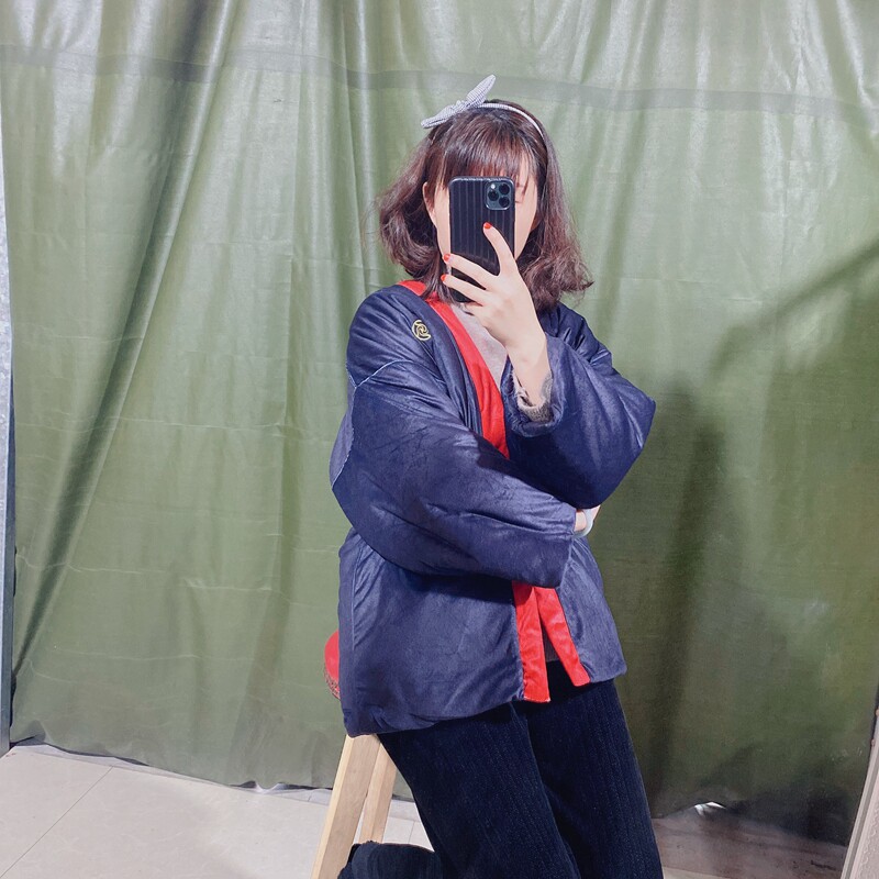 애니메이션 하프 랩 일본식 두꺼운 퀼트 하프 랩 느슨한 끈 프린트 가디건 일본식 파자마 탑 홈 패딩 재킷