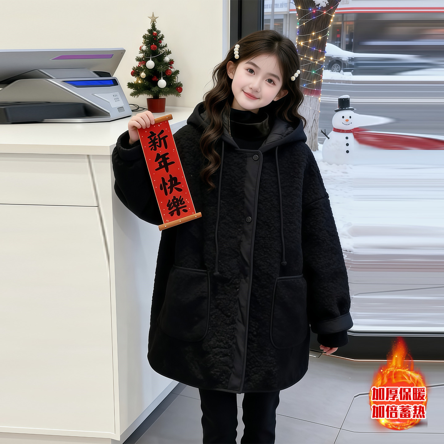 女童冬装黑色羊羔毛外套2026新款儿童连帽加厚保暖宽松中长款棉服,童装/婴儿装/亲子装,普通外套,淘宝优惠券,粉丝福利购,淘宝优惠卷