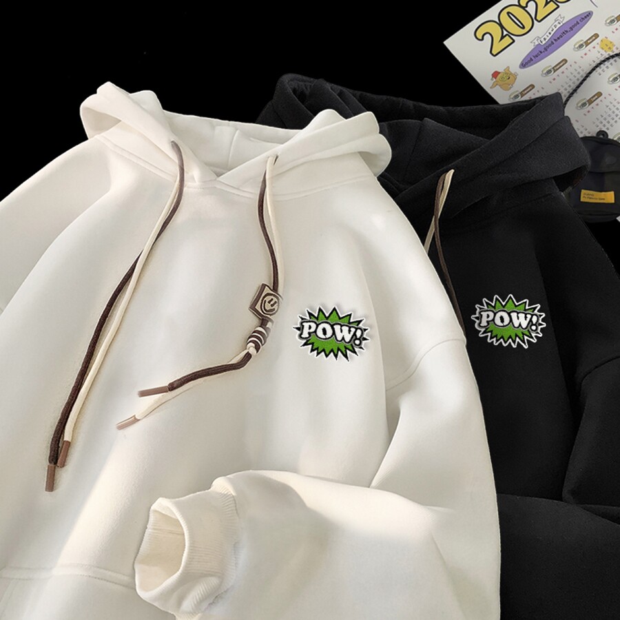 刺绣字母秋季连帽卫衣嘻哈街头潮牌宽松帽衫上衣服LW222P55控75,男装卫衣,星座414A-3（原B215-3）