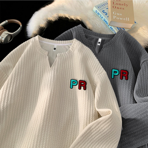 长袖T恤男女春秋季高级感肌理感打底衫叠穿内搭卫衣 VWPR P28，男装T恤，星座414A-3（原B215-3）